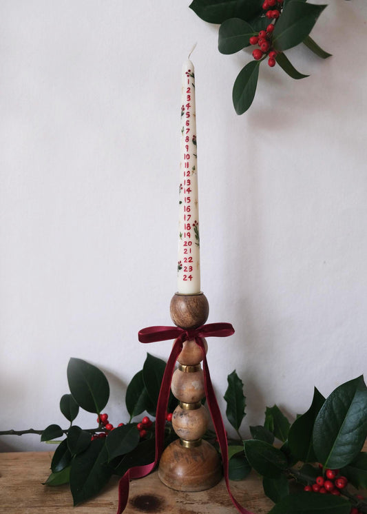 festive tapered Dove Advent candle