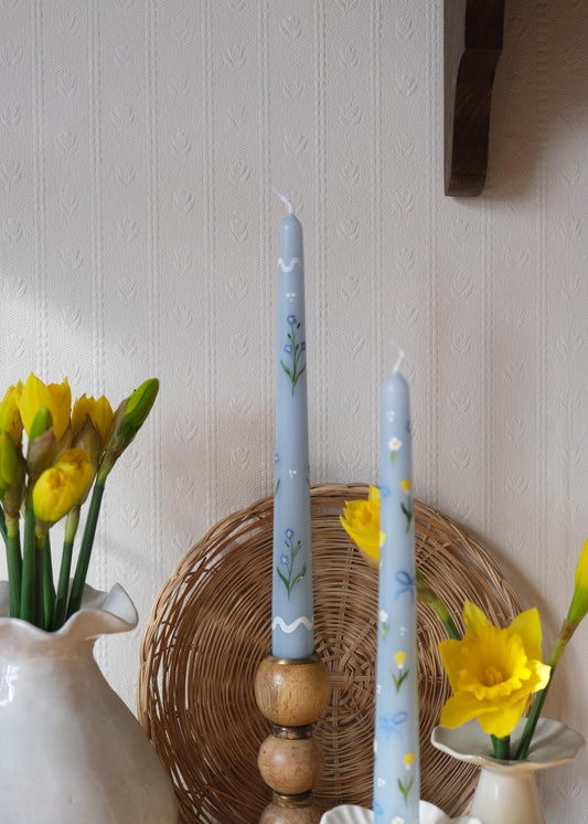 Ric-rac forget me not blue candle