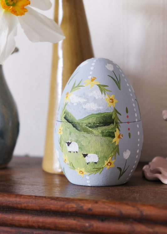 Little sheep wooden egg