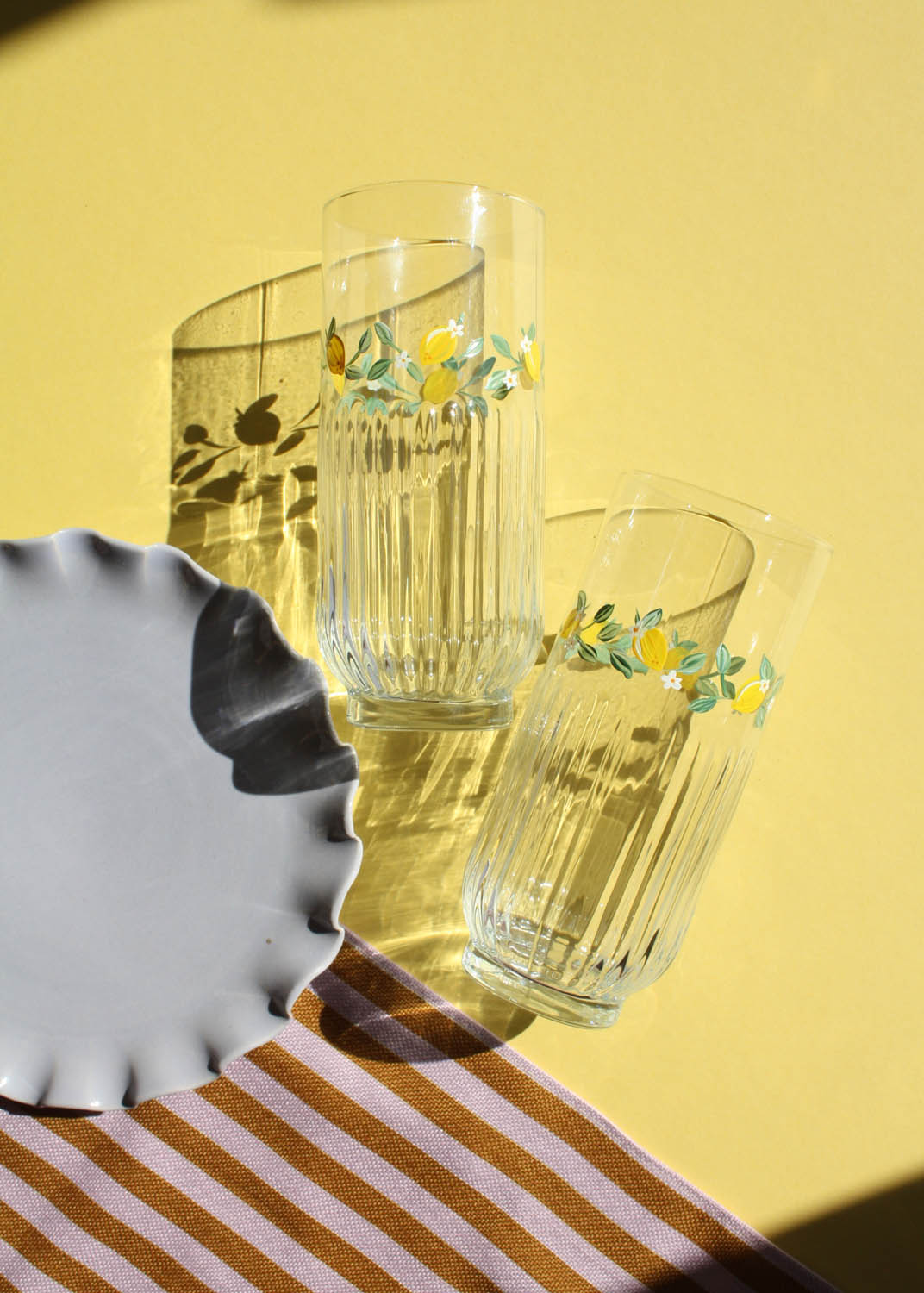 Verres highball côtelés Limoncello lot de 2