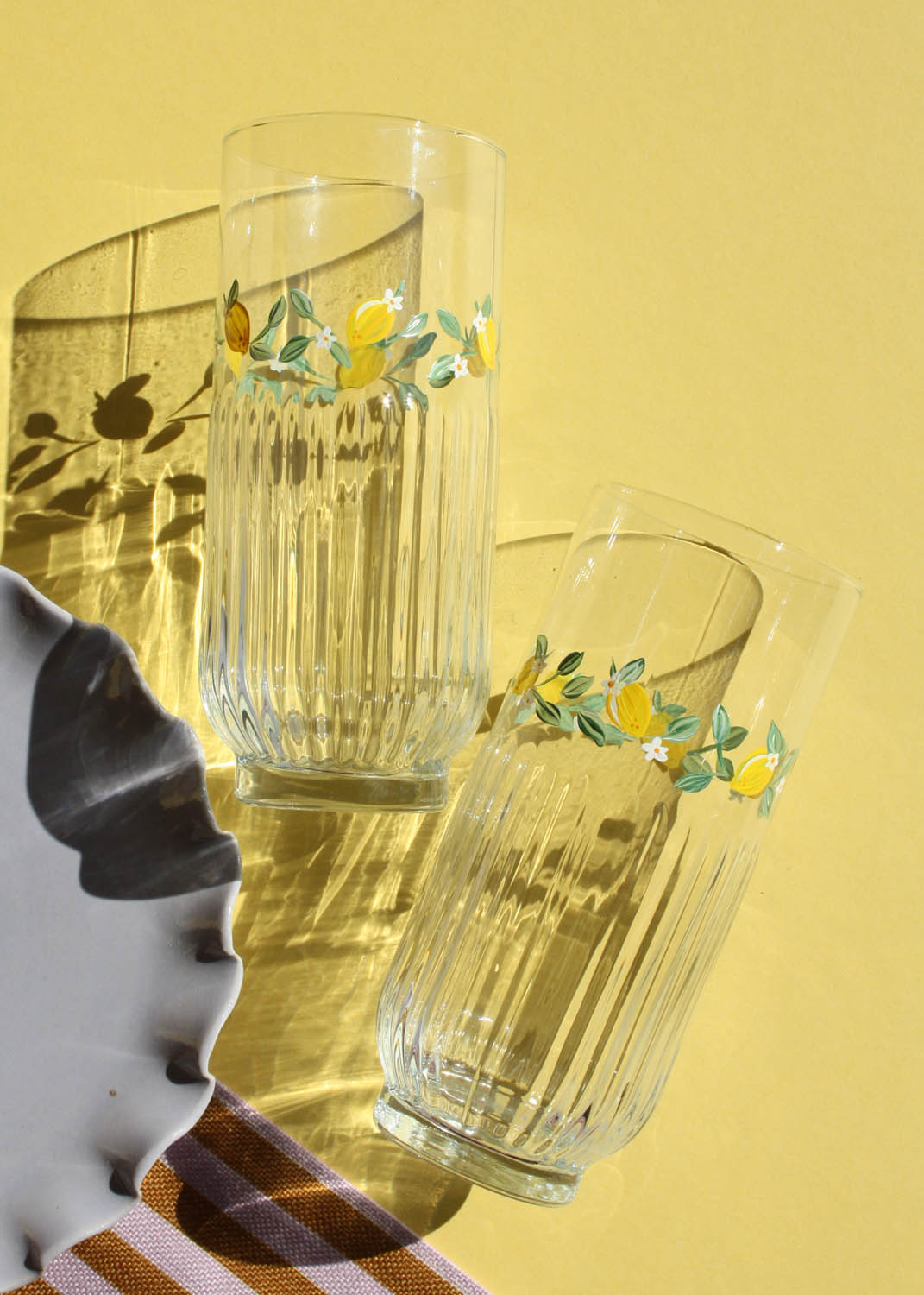 Verres highball côtelés Limoncello lot de 2