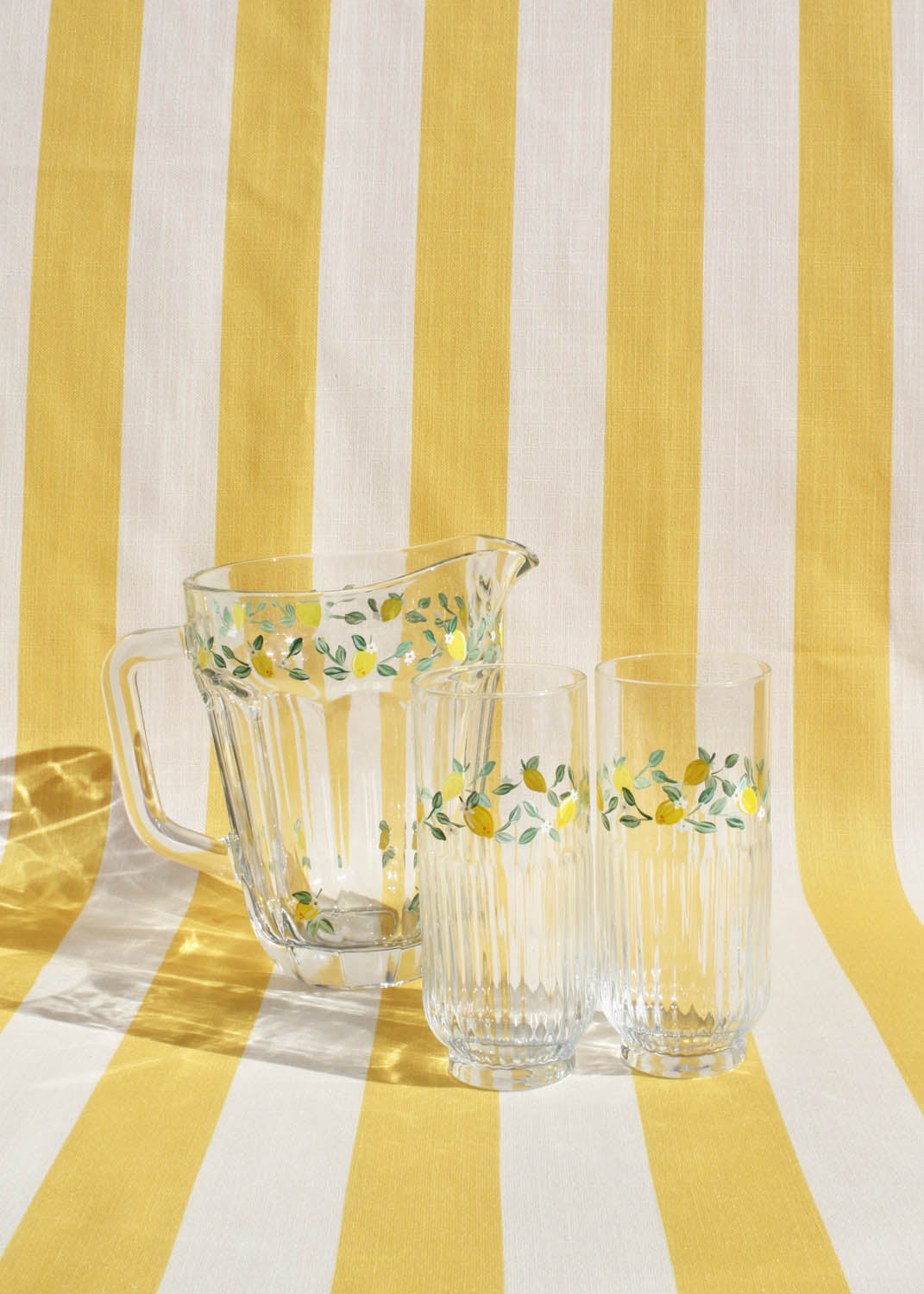 Verres highball côtelés Limoncello lot de 2