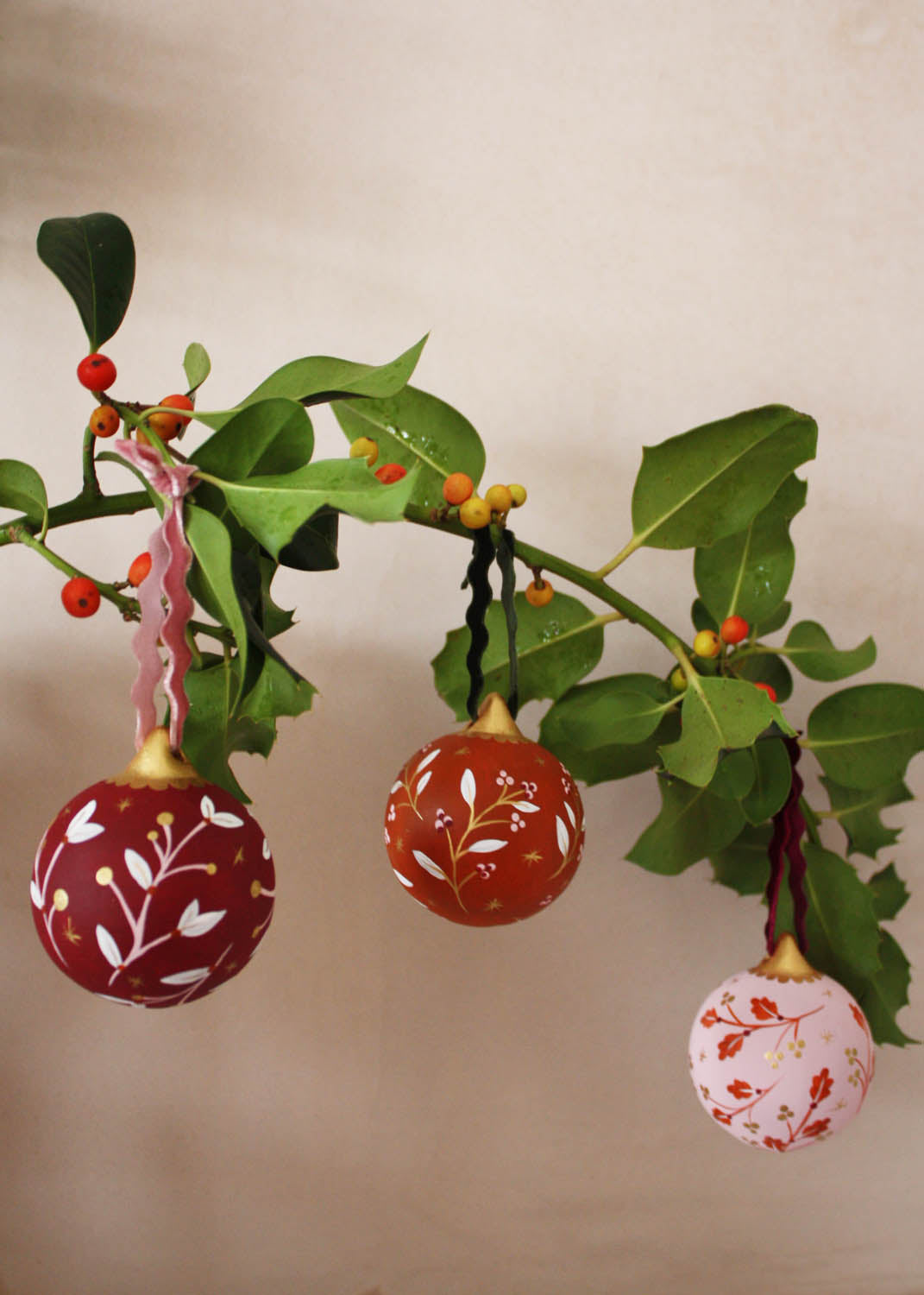 festive Hand painted personalised ceramic bauble