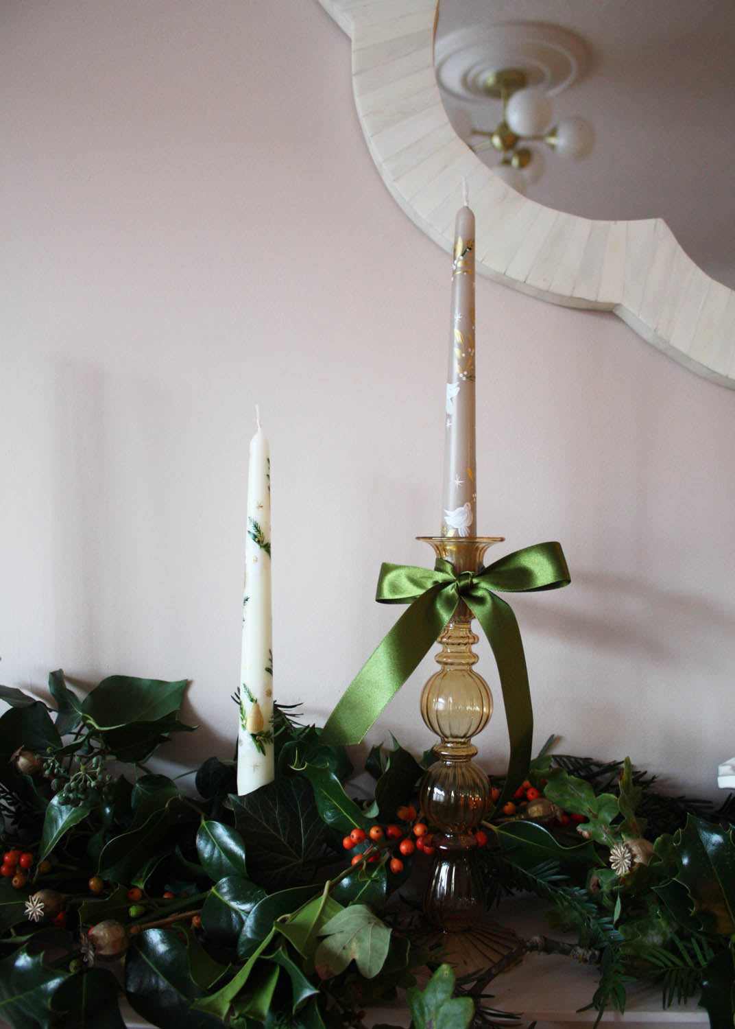 Bougie poire dorée & poinsettia