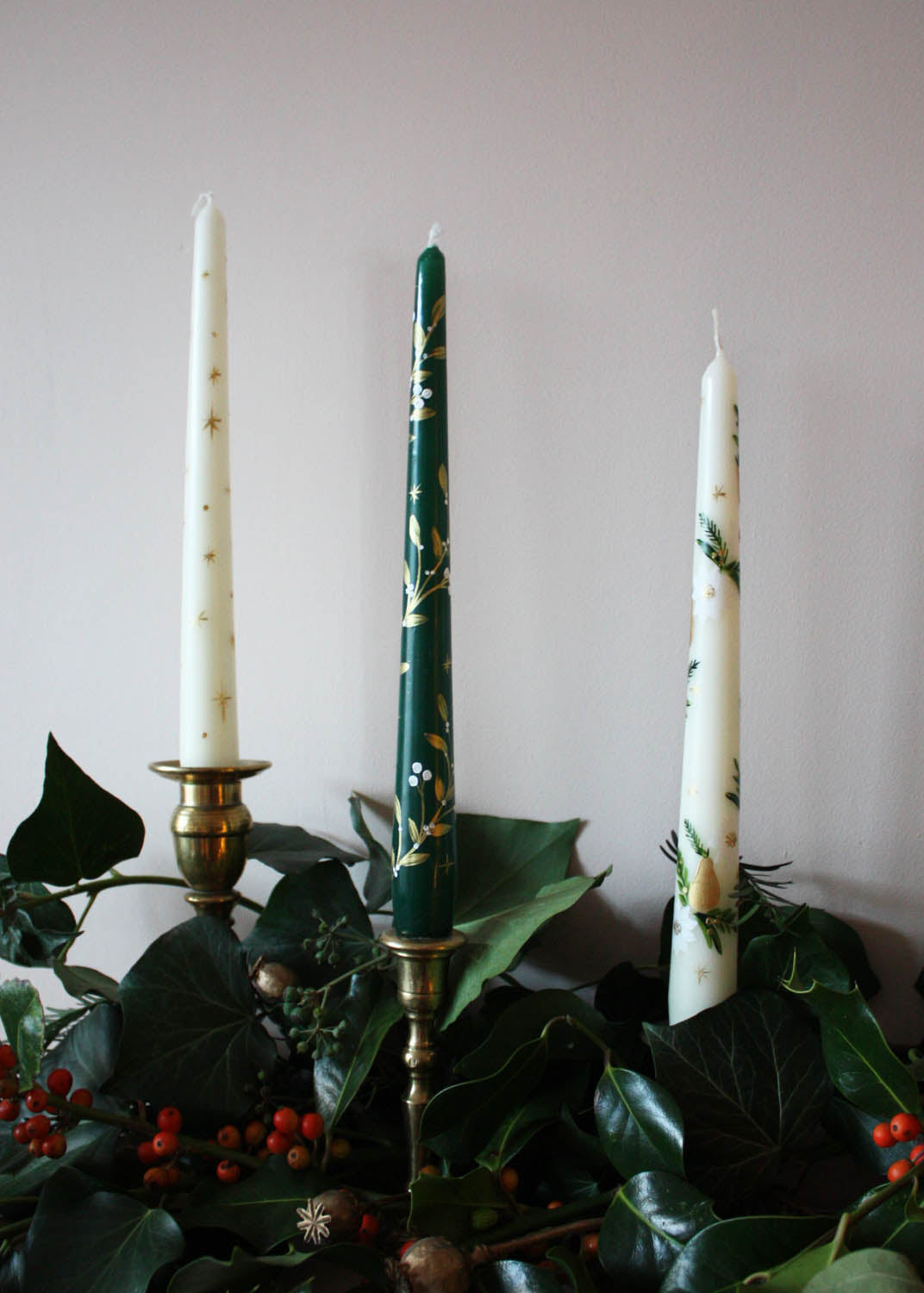 Bougie festive étoile dorée