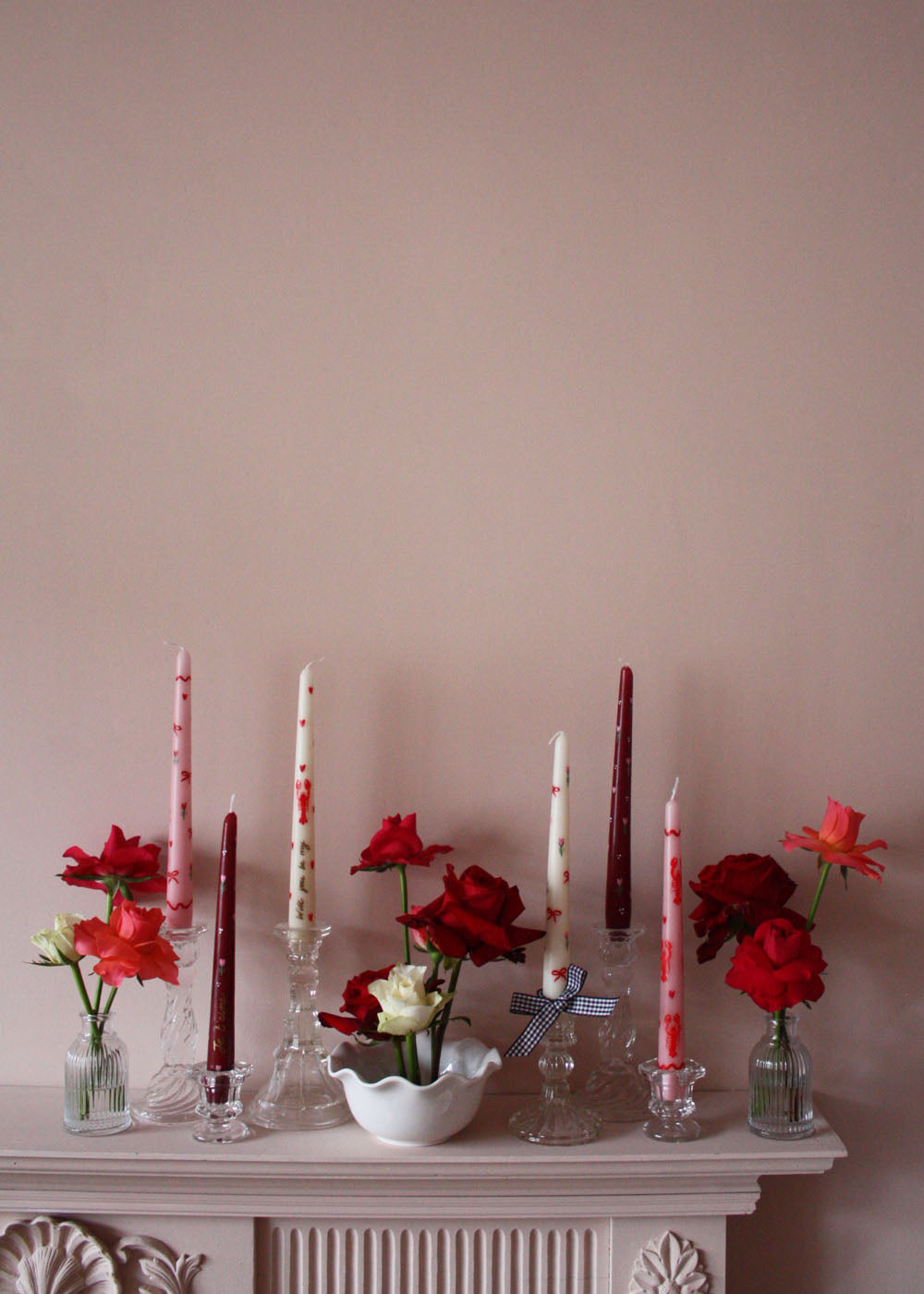 Bougie rose Bow & ric-rac