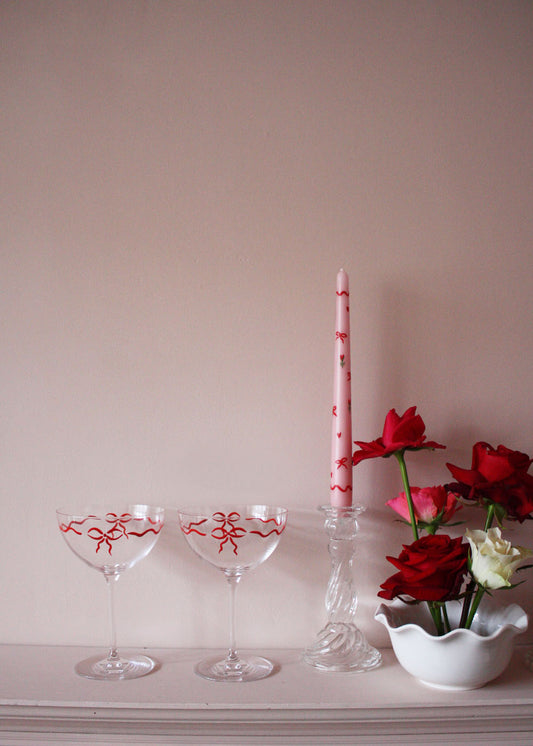 Bougie rose Bow & ric-rac