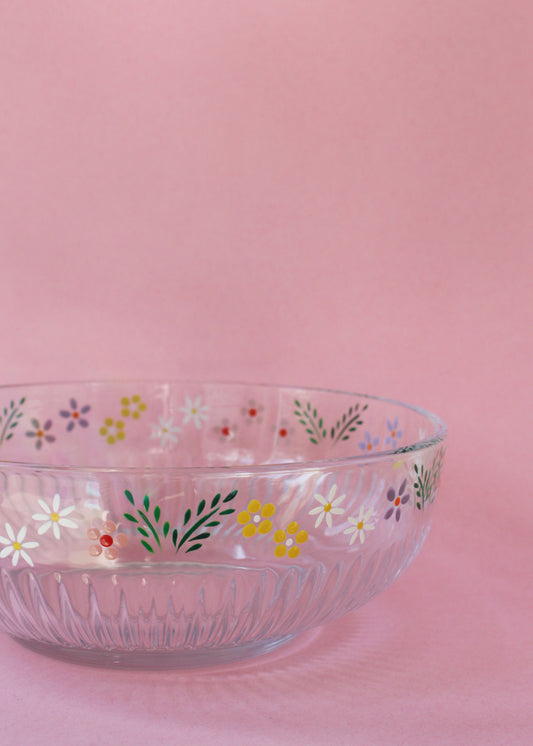 Petit bol côtelé de fleurs sauvages