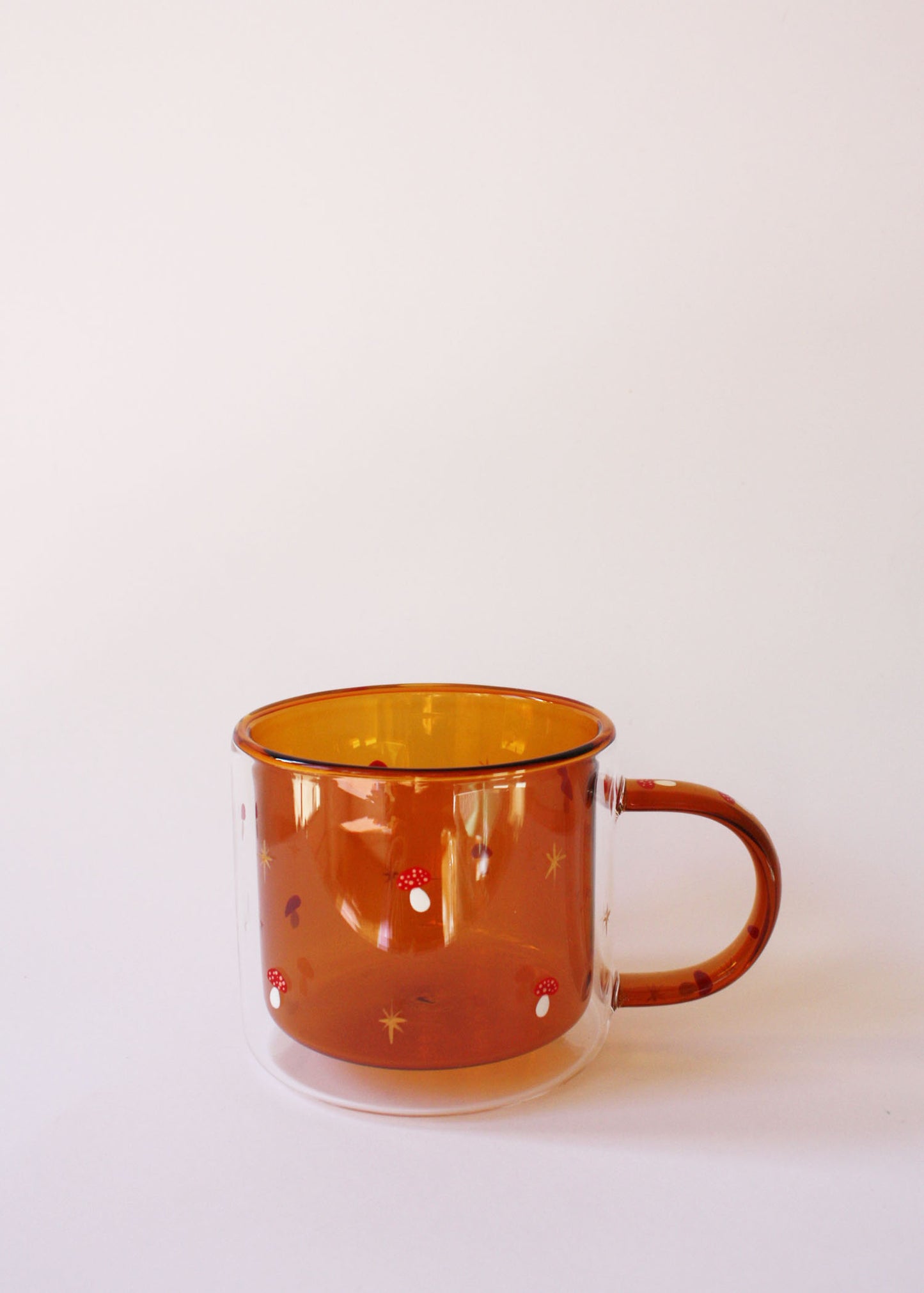 Hand painted amber mushroom mug