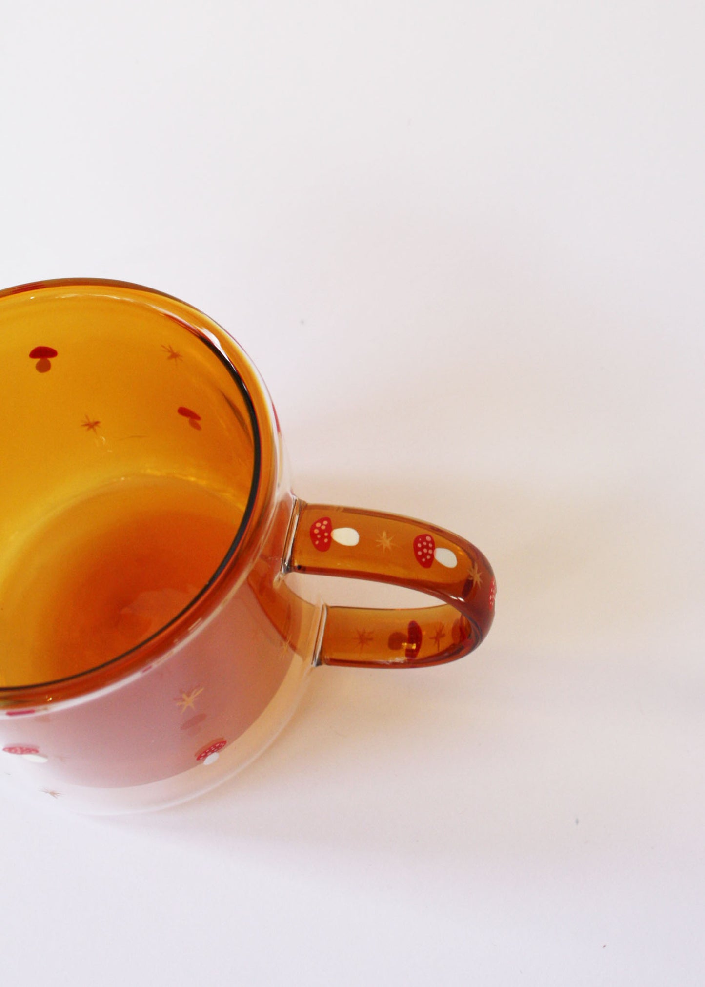 Hand painted amber mushroom mug