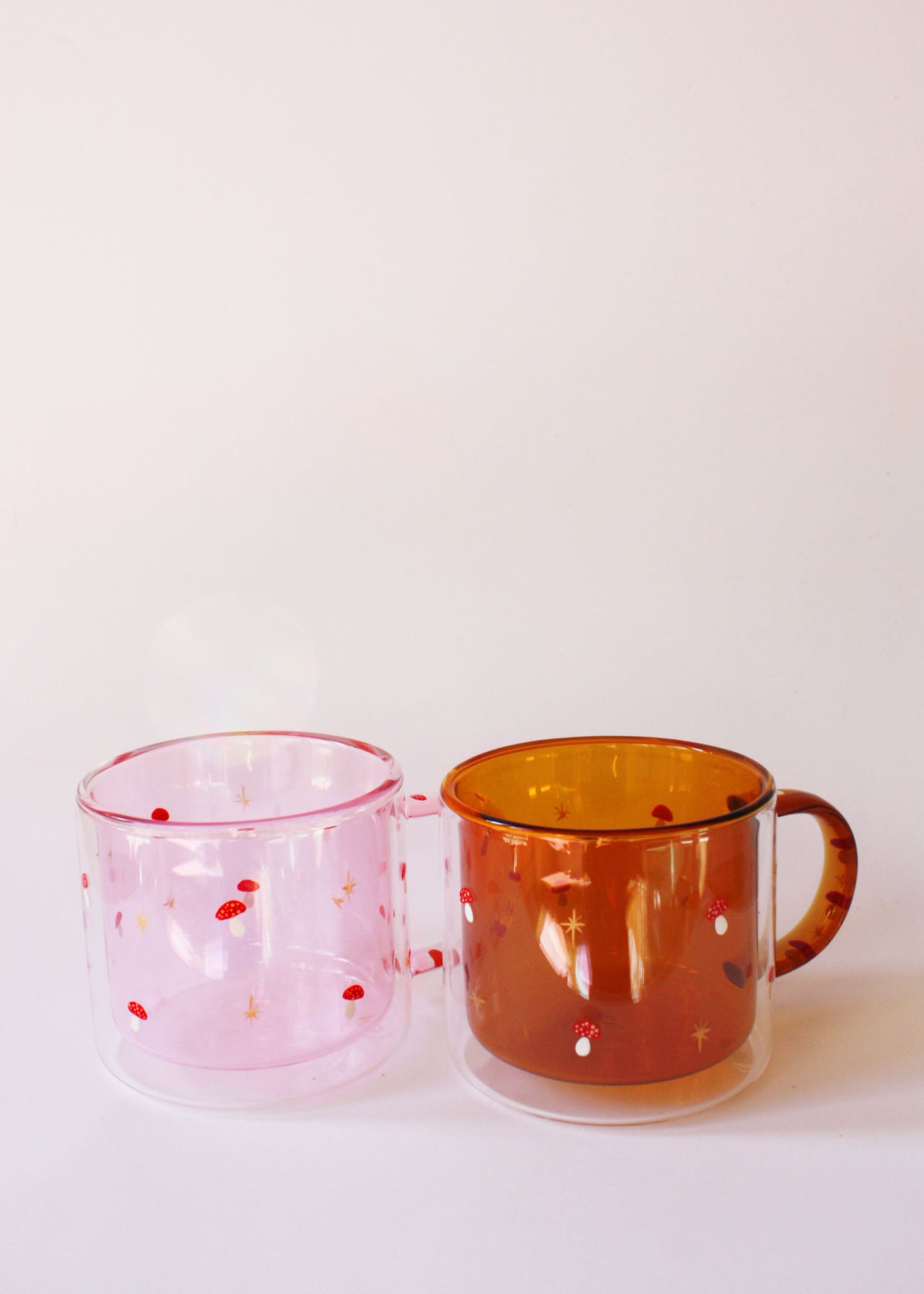 Hand painted amber mushroom mug