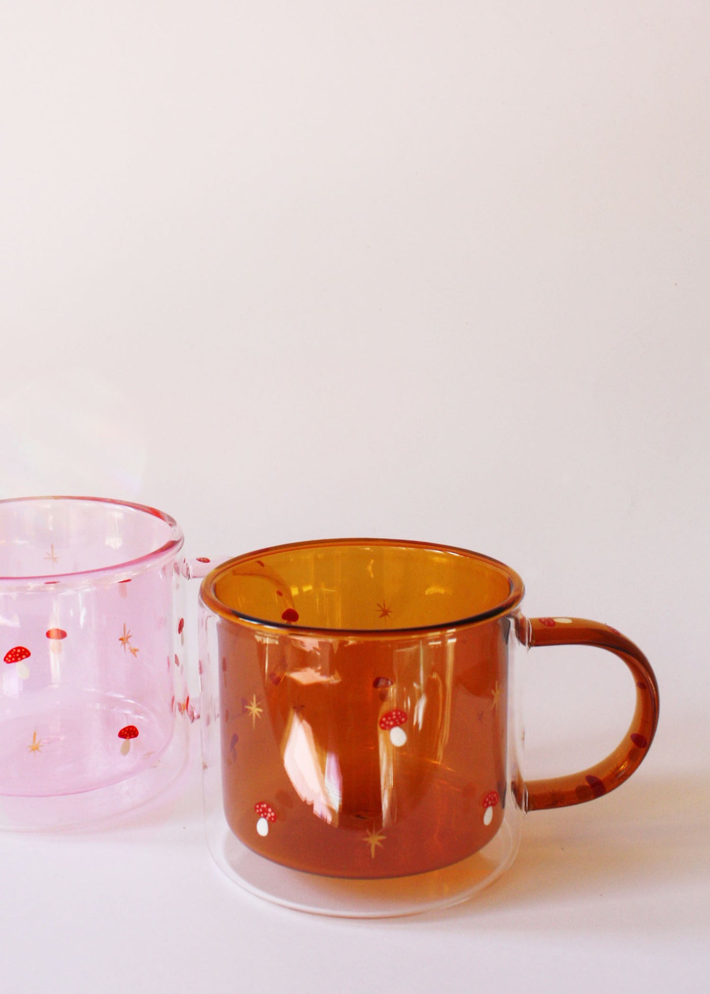 Hand painted amber mushroom mug