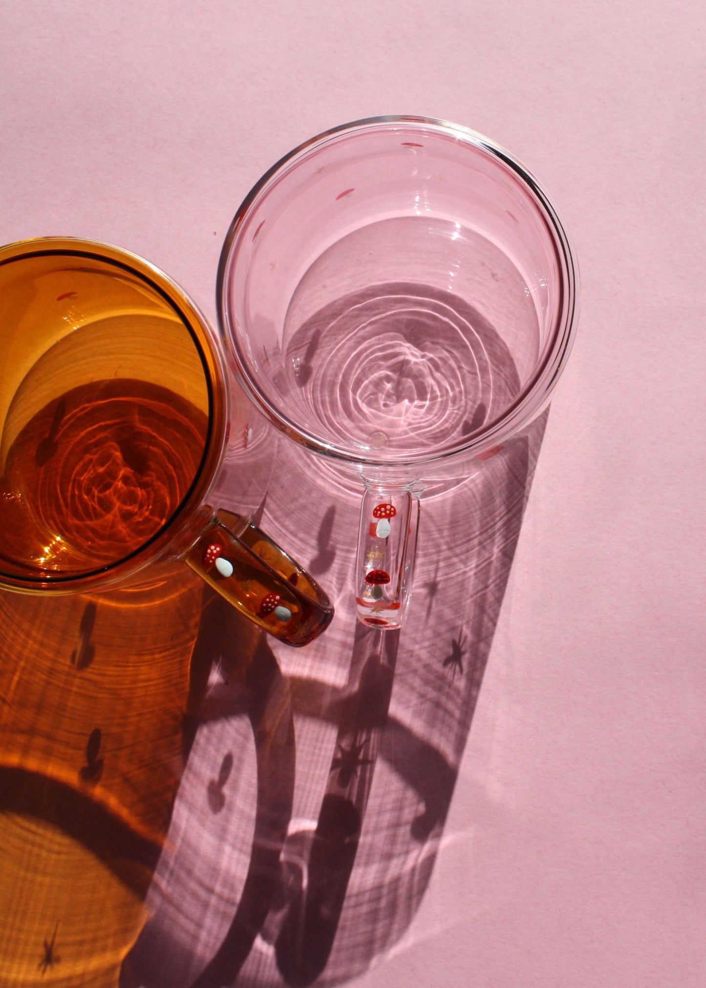 Hand painted amber mushroom mug