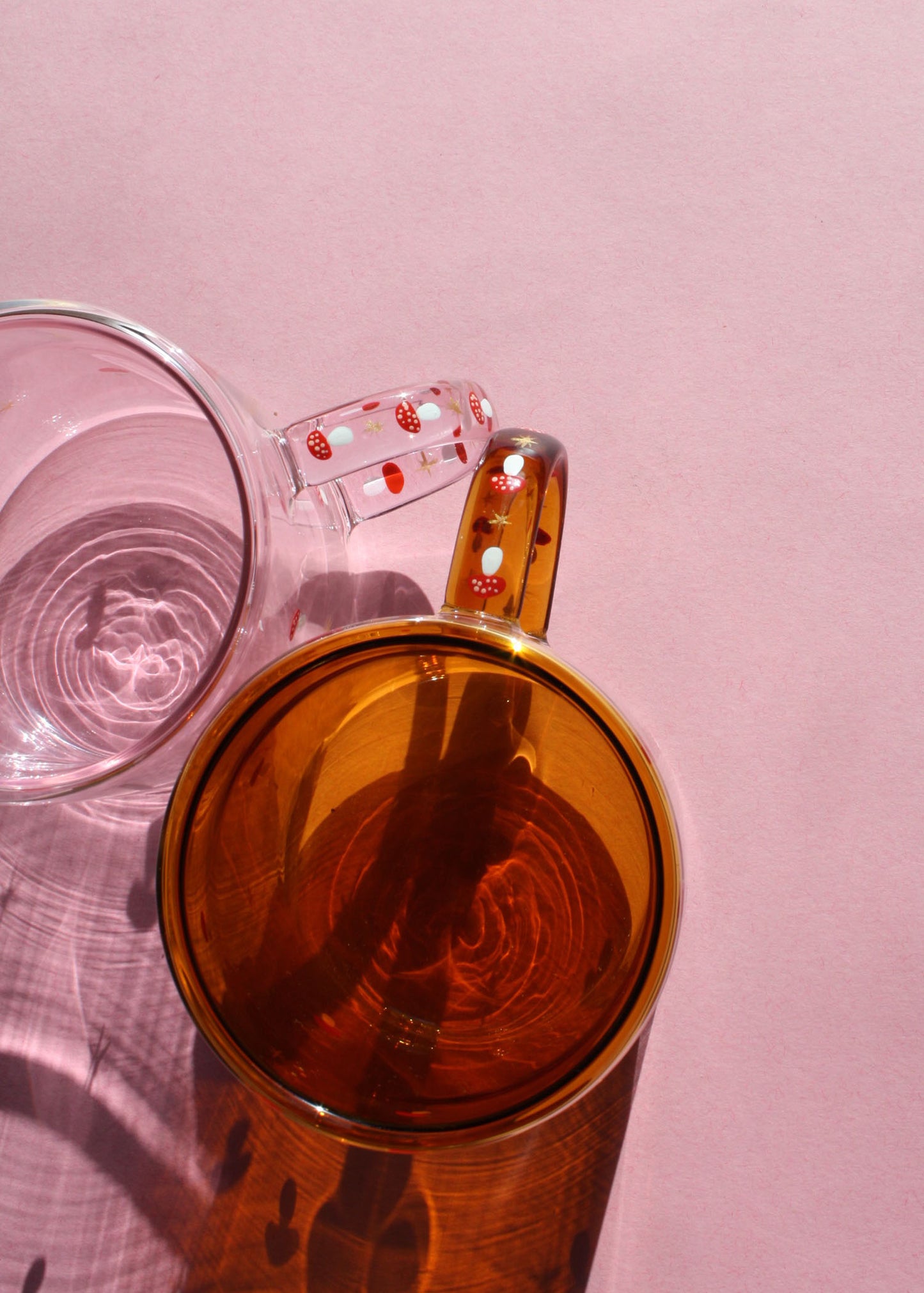 Hand painted amber mushroom mug