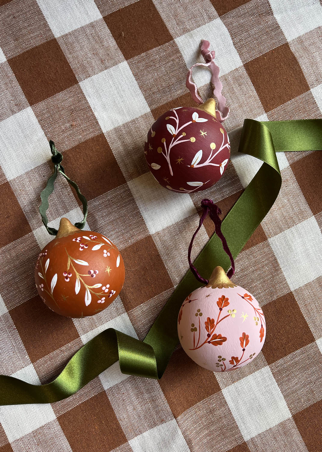 festive Hand painted personalised ceramic bauble