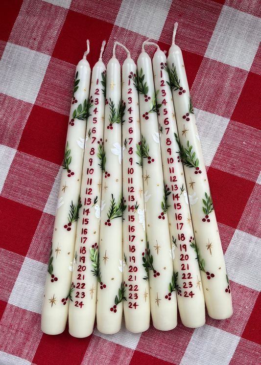 festive tapered Dove Advent candle