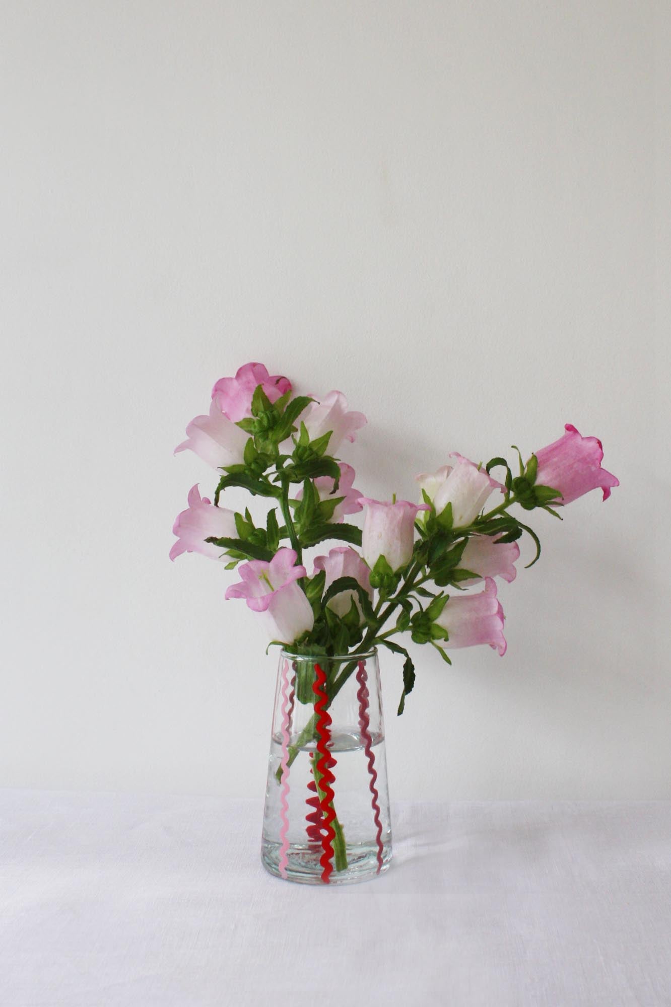 Red & pink Moroccan glass wiggle vase