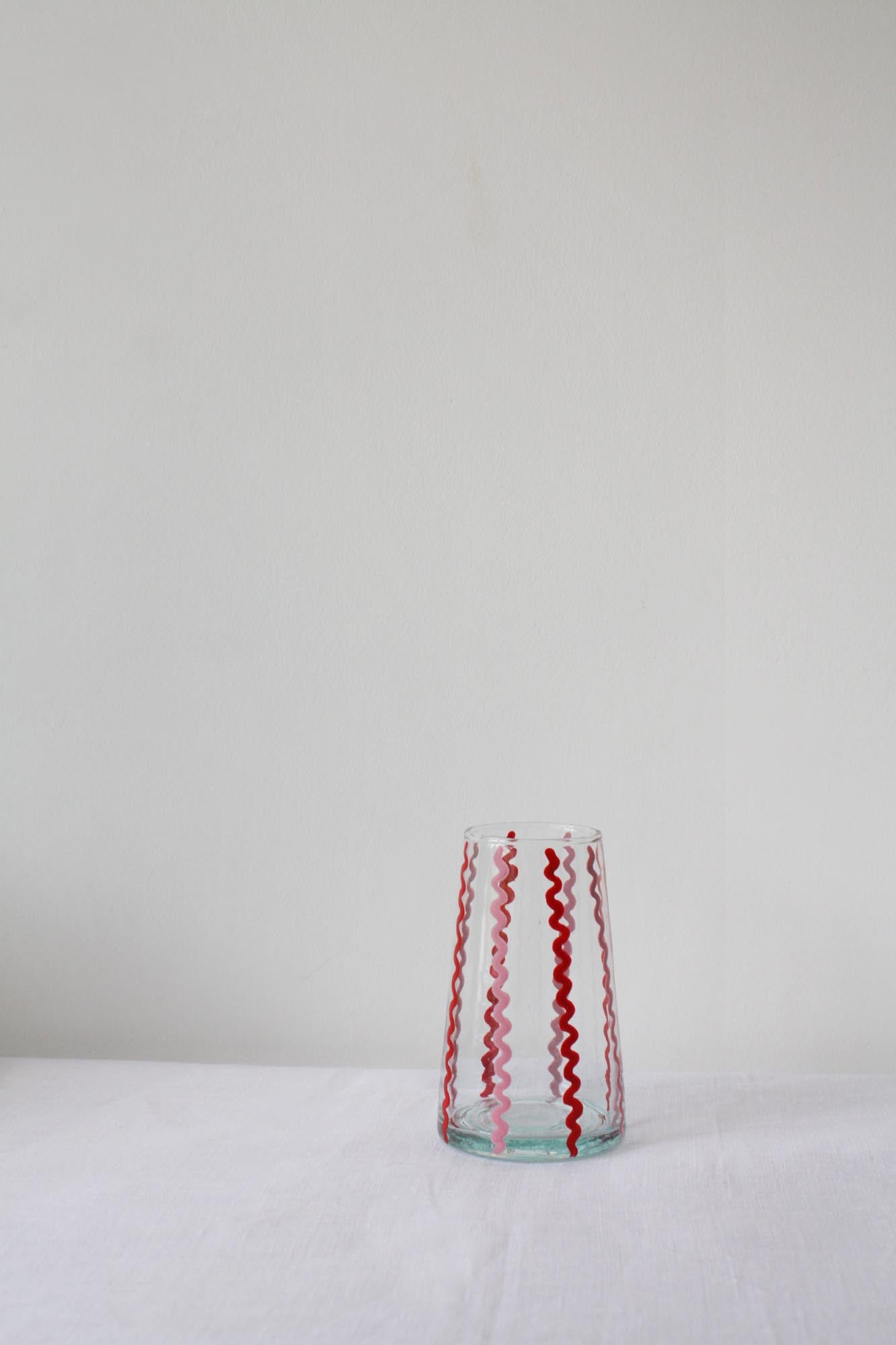 Red & pink Moroccan glass wiggle vase