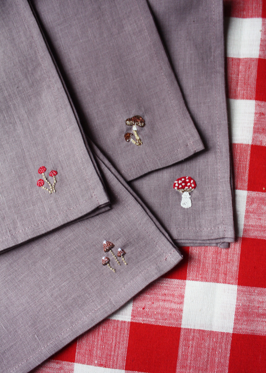 Magical mushrooms linen napkin set of 4