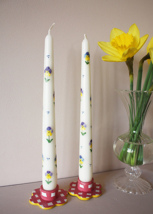 Bougeoir fleur rose & jaune