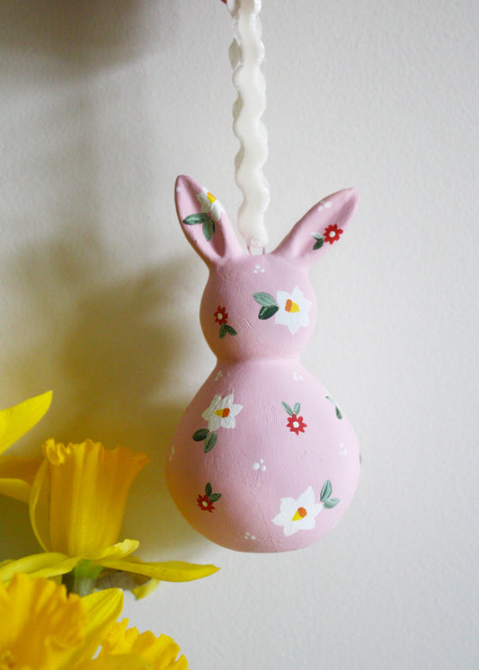 Lapin en céramique rose Narcisse