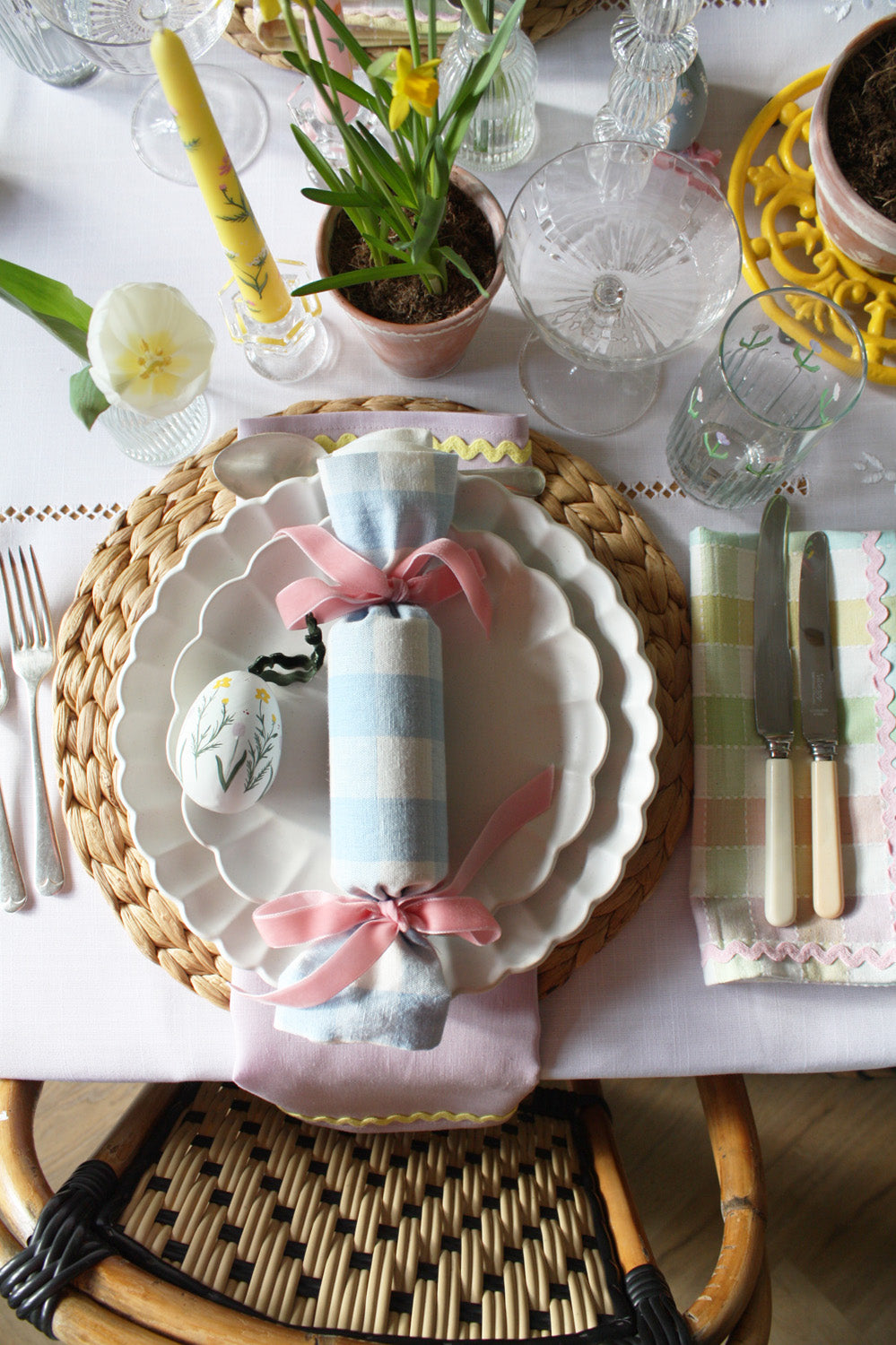 Perfect pastel & pink ric-rac napkin set of 2