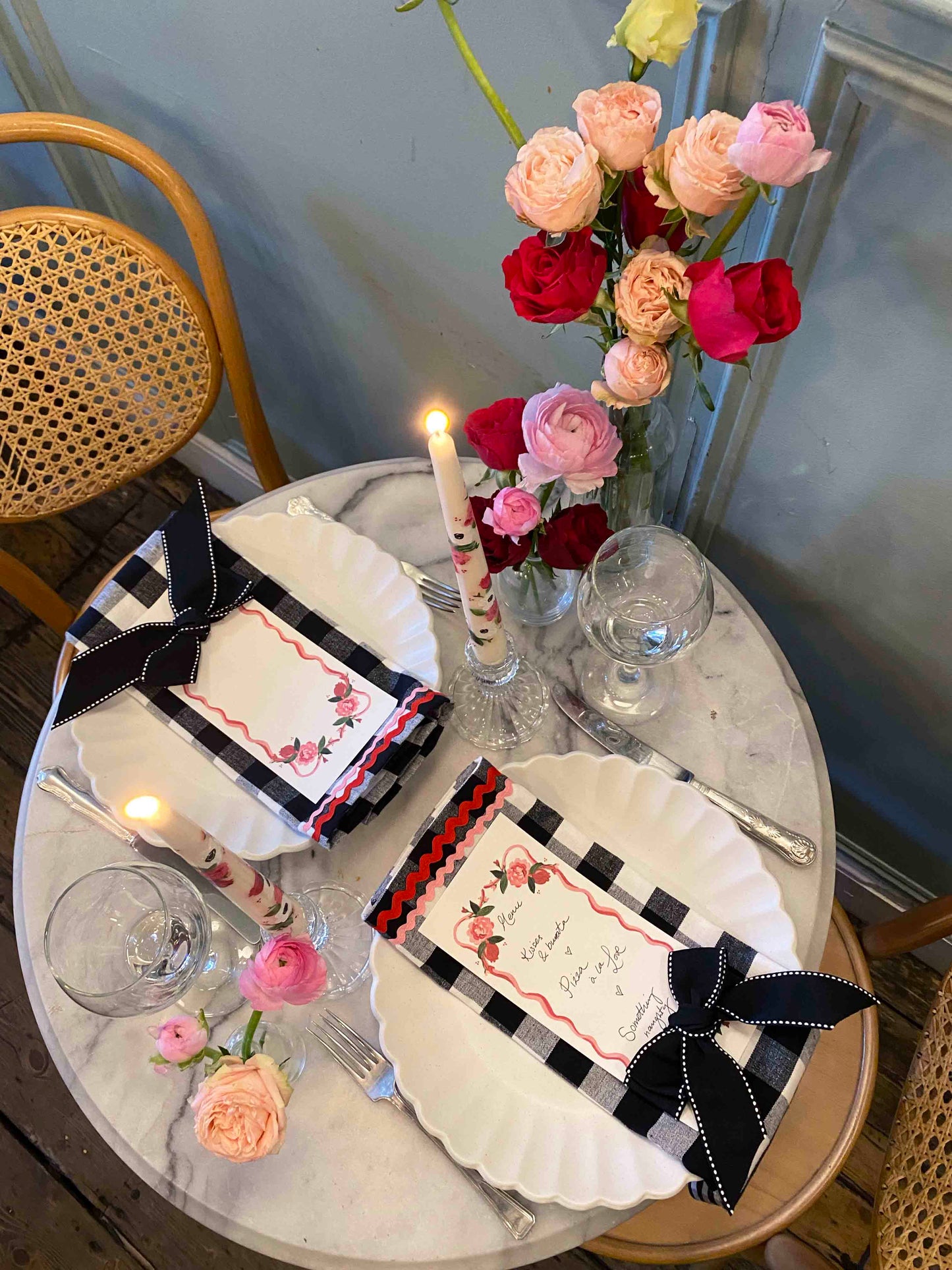 Ensemble de serviettes ric-rac vichy noir et blanc Lux