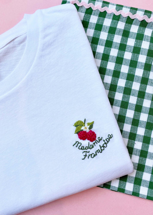 T-shirt Mademoiselle framboise en coton bio