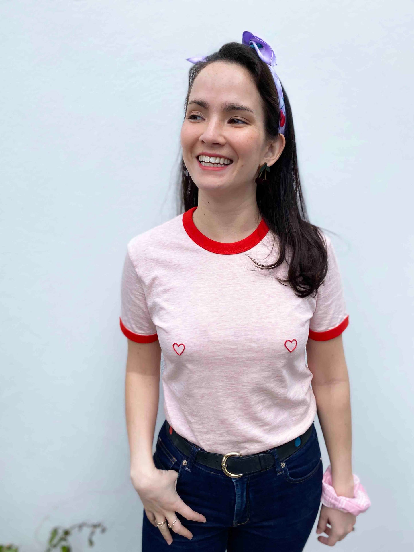 Organic cotton heart pink T-shirt