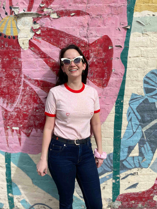 T-shirt rose coeur en coton bio