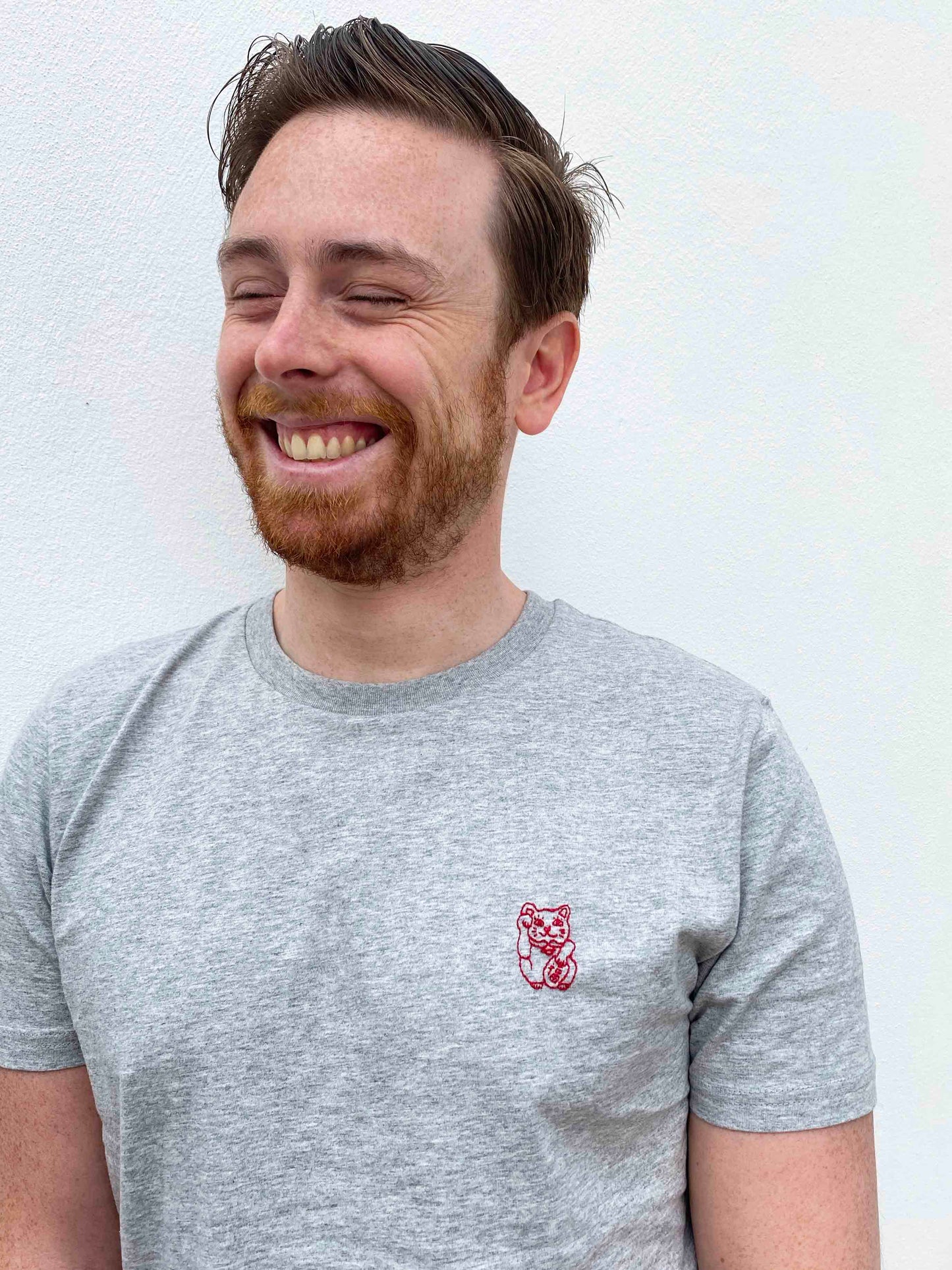 Lucky cat grey organic cotton T-shirt