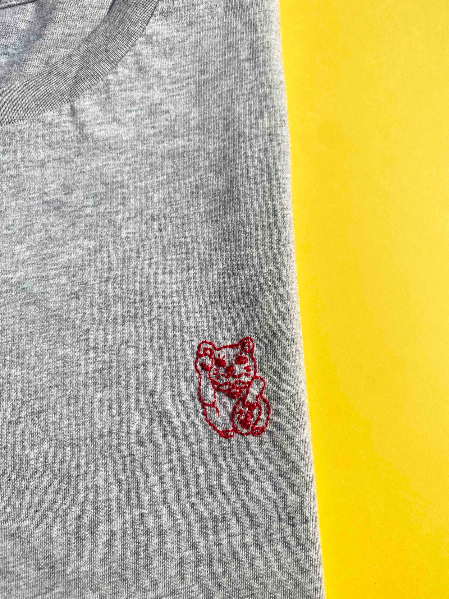 Lucky cat grey organic cotton T-shirt