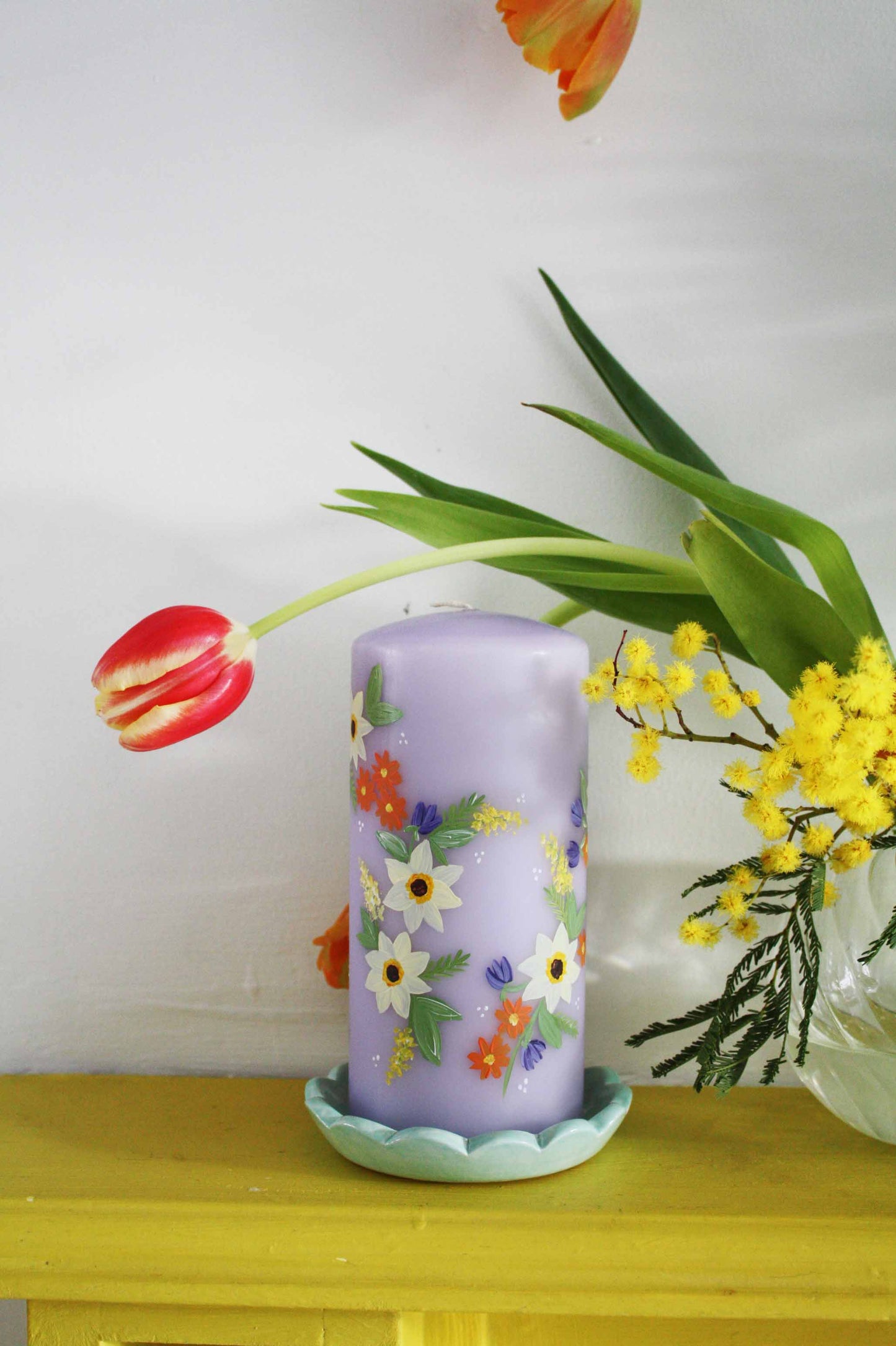 Bougie pilier peinte à la main sur mesure