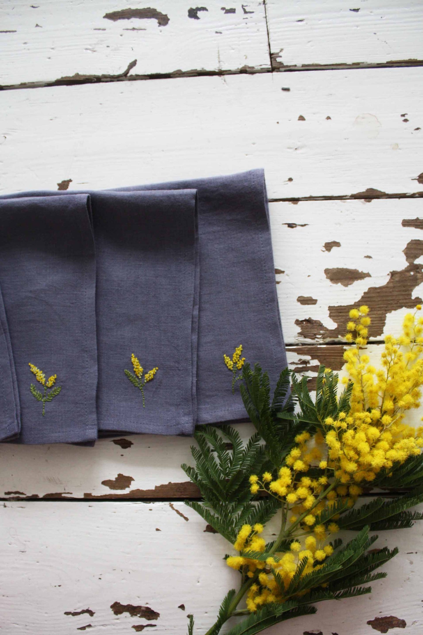 Lot de 2 serviettes en lin Mimosa