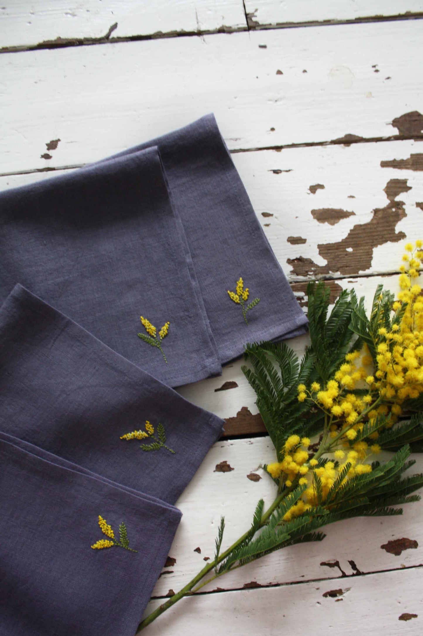 Lot de 2 serviettes en lin Mimosa