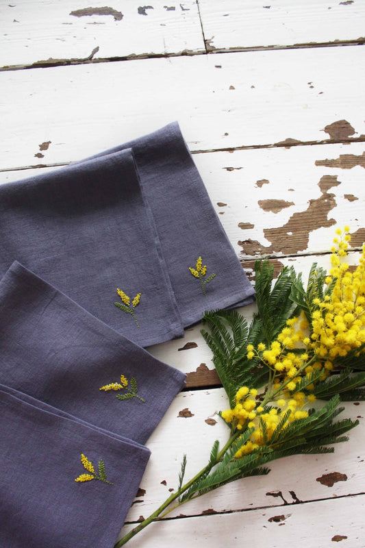 Lot de 2 serviettes en lin Mimosa