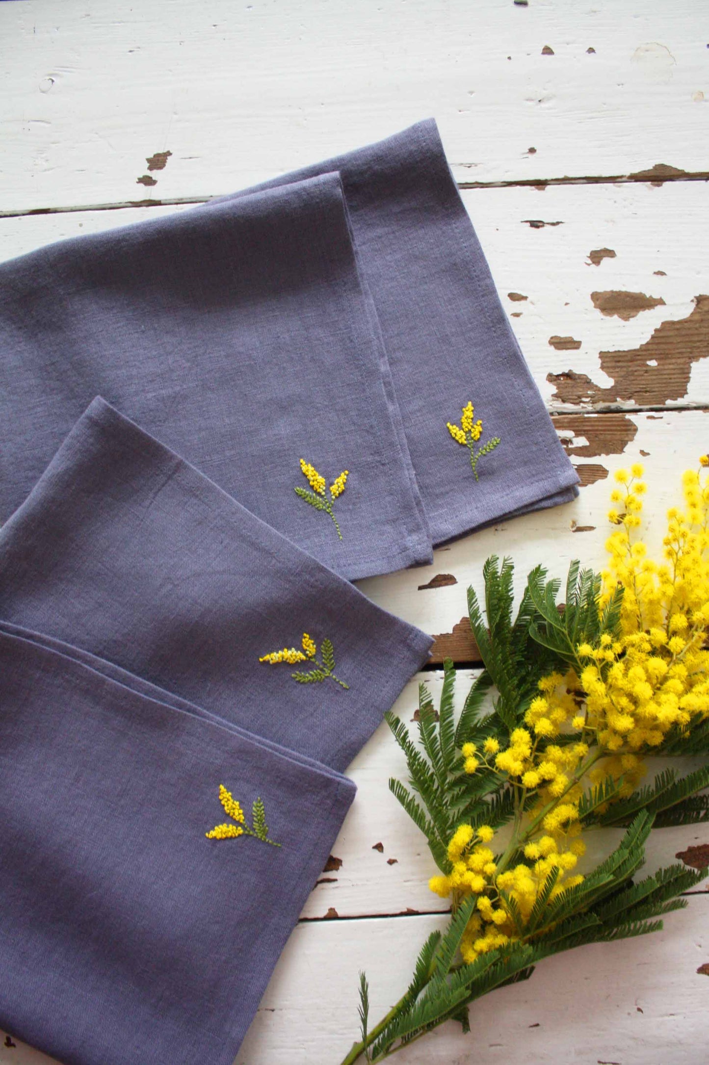Lot de 2 serviettes en lin Mimosa