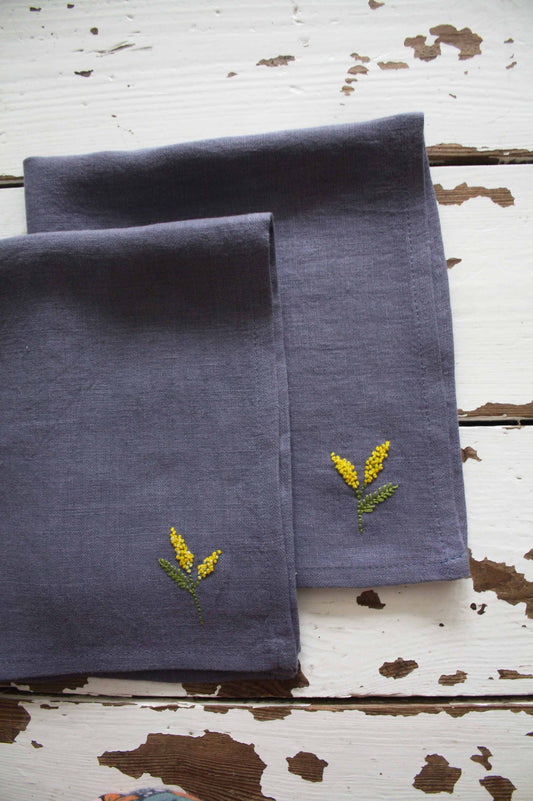 Lot de 2 serviettes en lin Mimosa