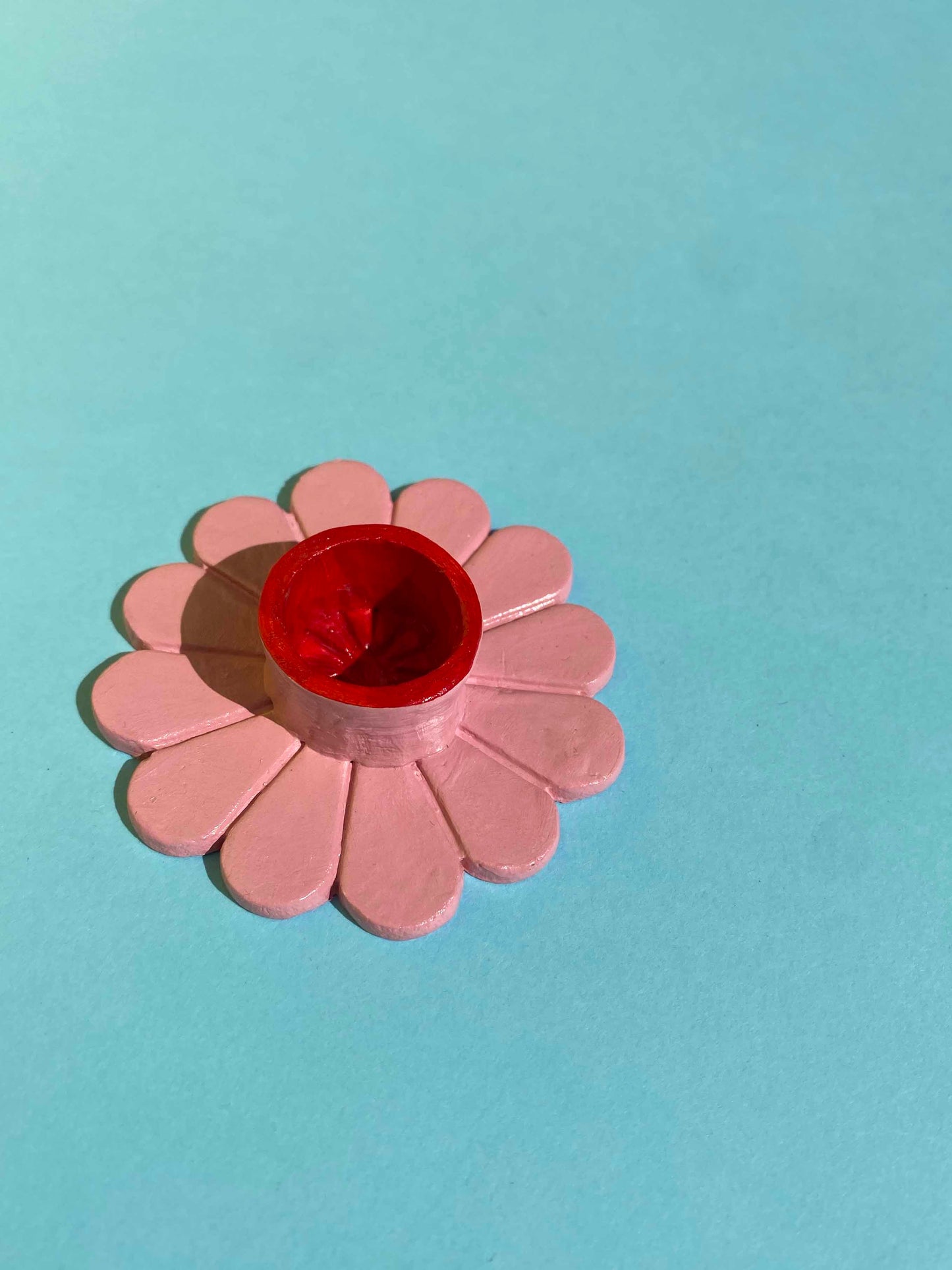 Pink & red daisy candle holder