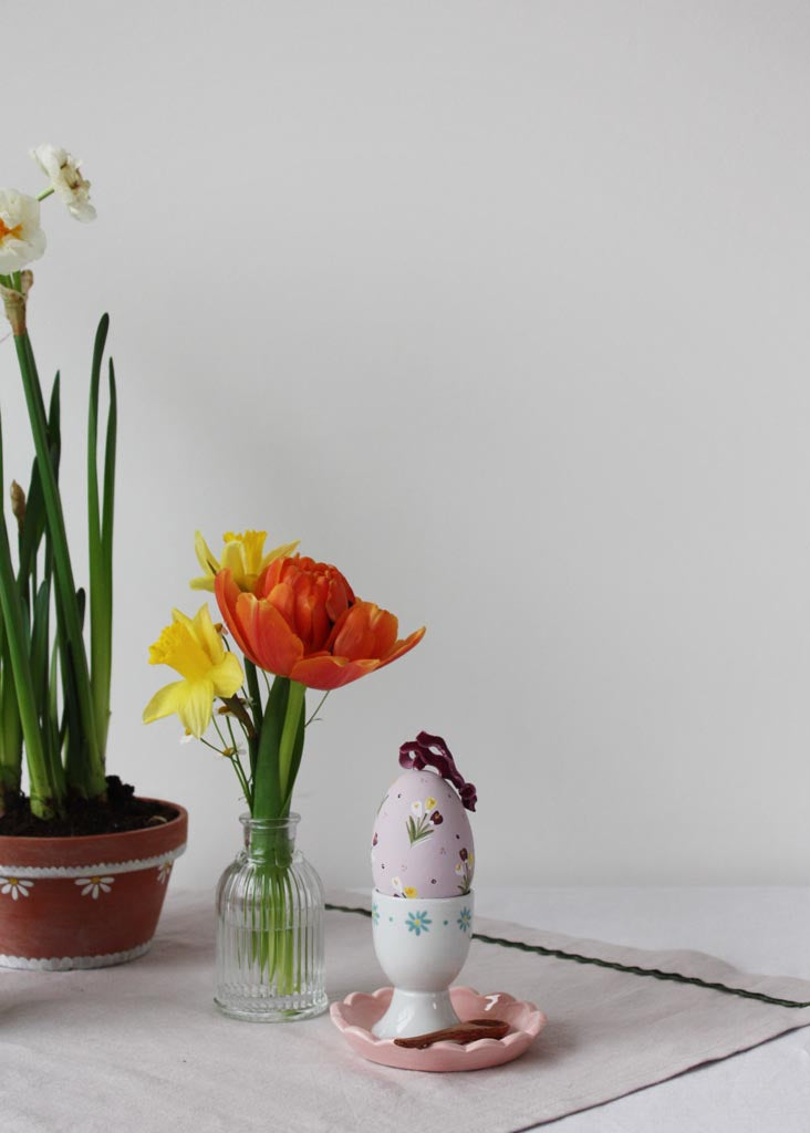 hand painted lilac ceramic egg decoration