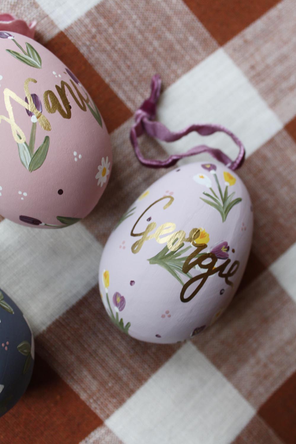 Lilac Crocus ceramic egg