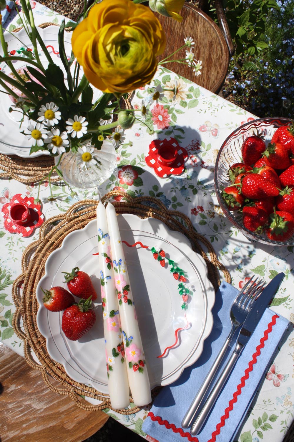Assiette à dessert aux fraises, lot de 2
