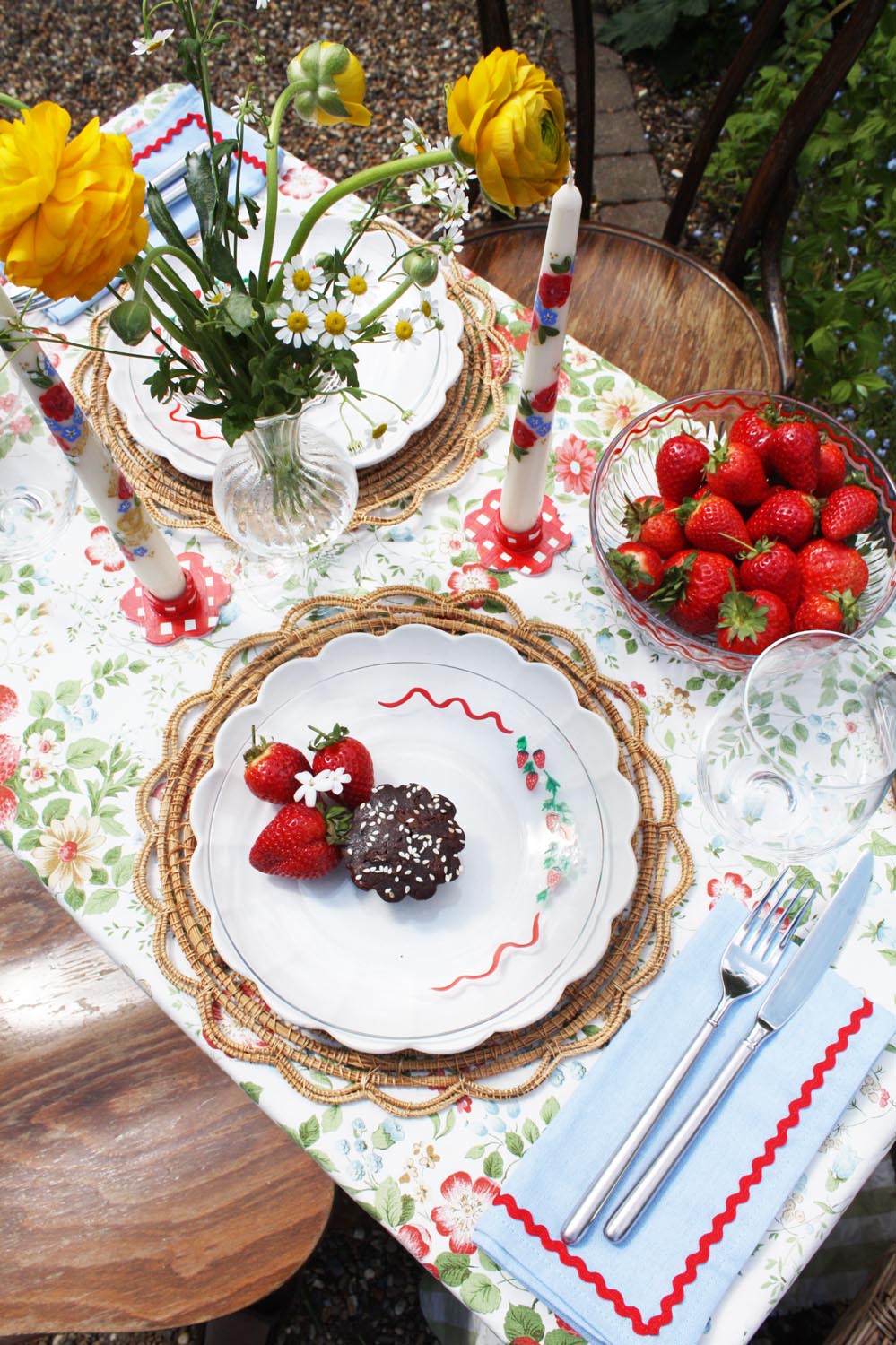 Assiette à dessert aux fraises, lot de 2