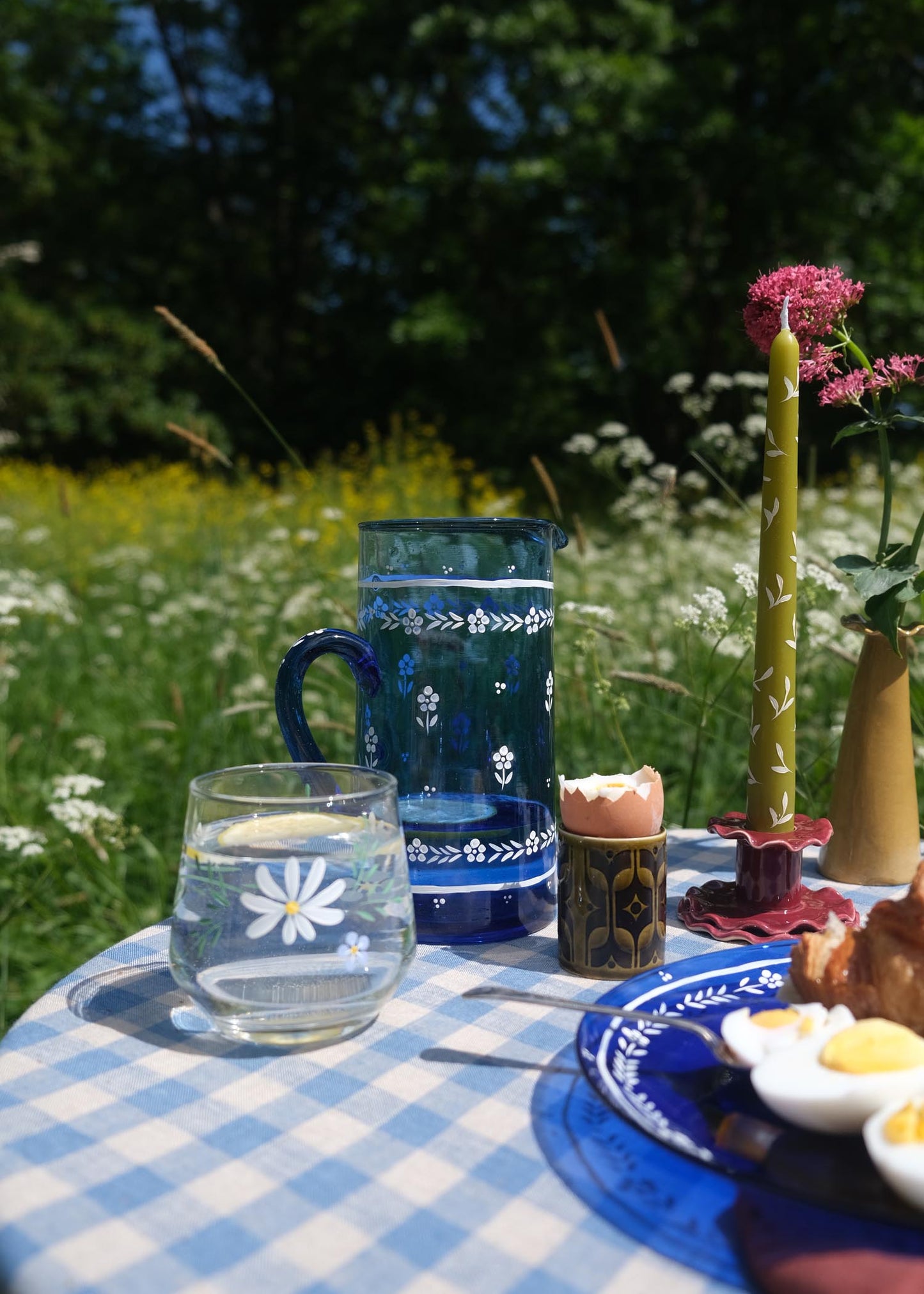 Forget me not & daisy glasses set of 2