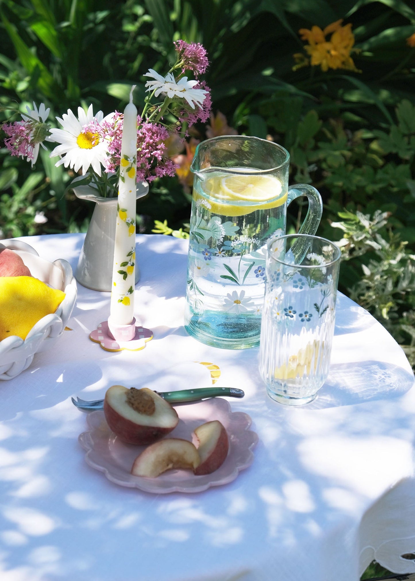 Lot de 2 verres highball côtelés Ne m'oubliez pas et persil de vache