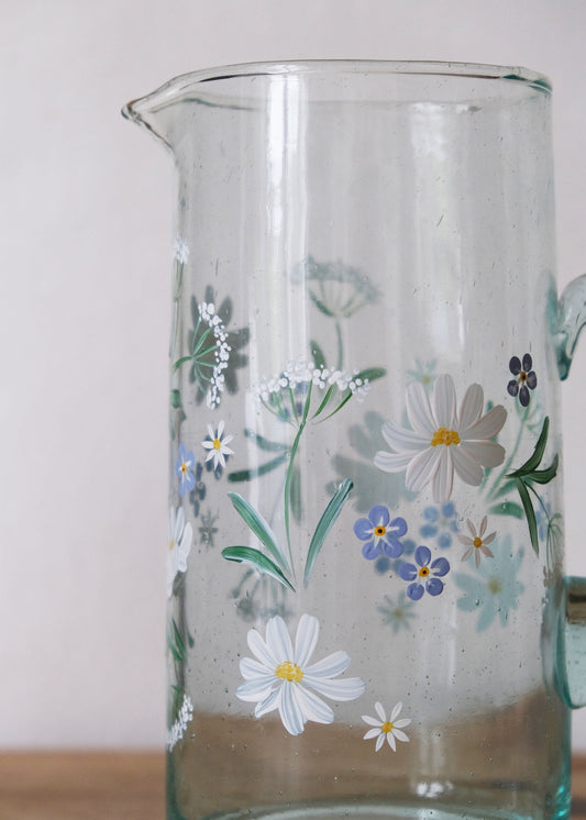 Cruche en verre recyclé Cosmos &amp; Forget Me Nots