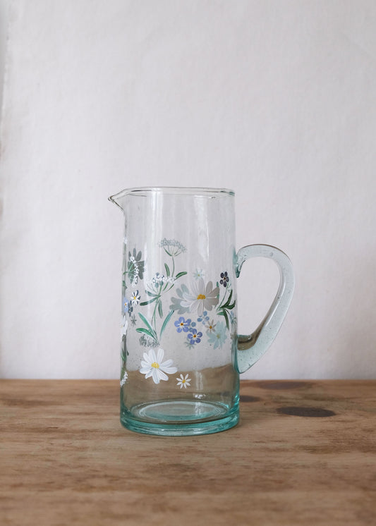 Cruche en verre recyclé Cosmos &amp; Forget Me Nots