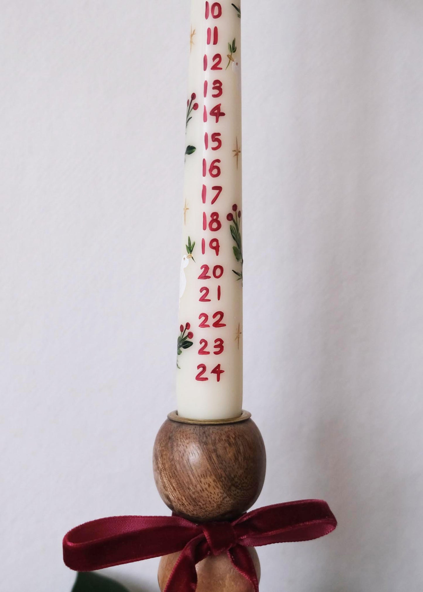 festive tapered Dove Advent candle