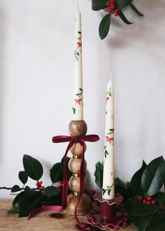 Mistletoe bow candle