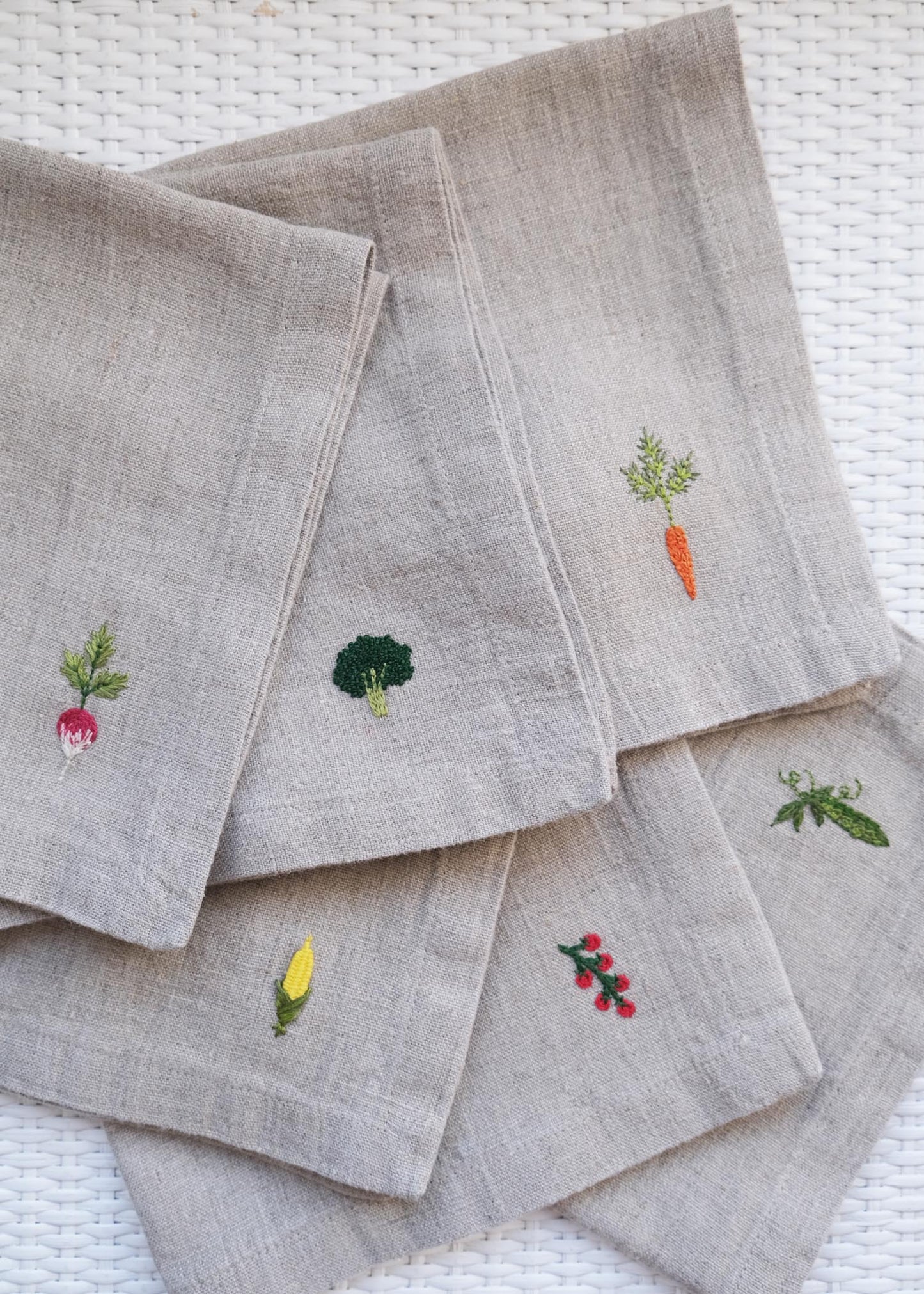 Lot de 2 serviettes en lin Potager